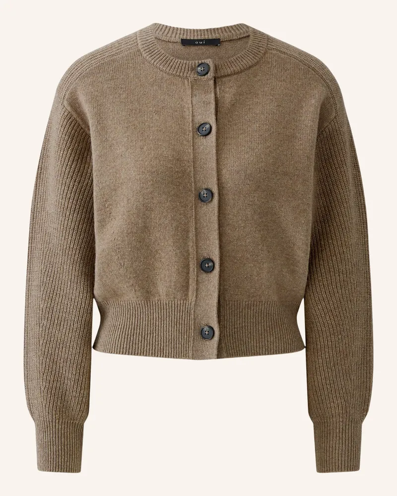 Oui  Strickjacke beige Braun