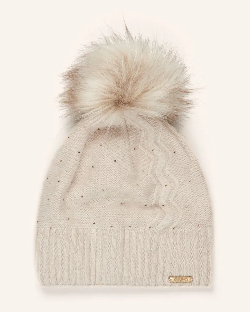 Capo Mütze Mit Cashmere Und Schmucksteinen beige Beige