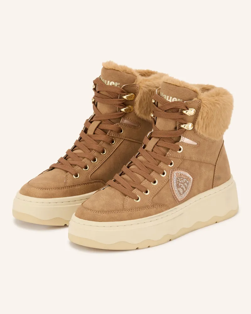 Blauer Hightop-Sneaker Maribel braun Cognac