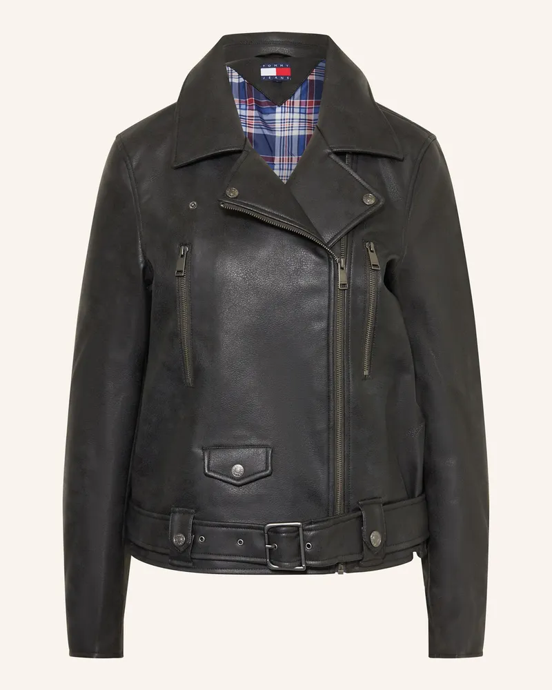 Tommy Hilfiger Bikerjacke in Lederoptik Dunkelgrau