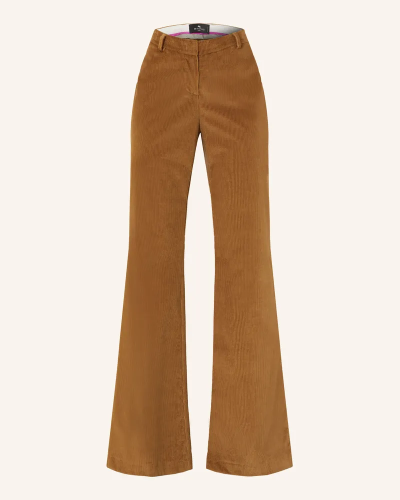 Etro Bootcut-Hose aus Cord Braun