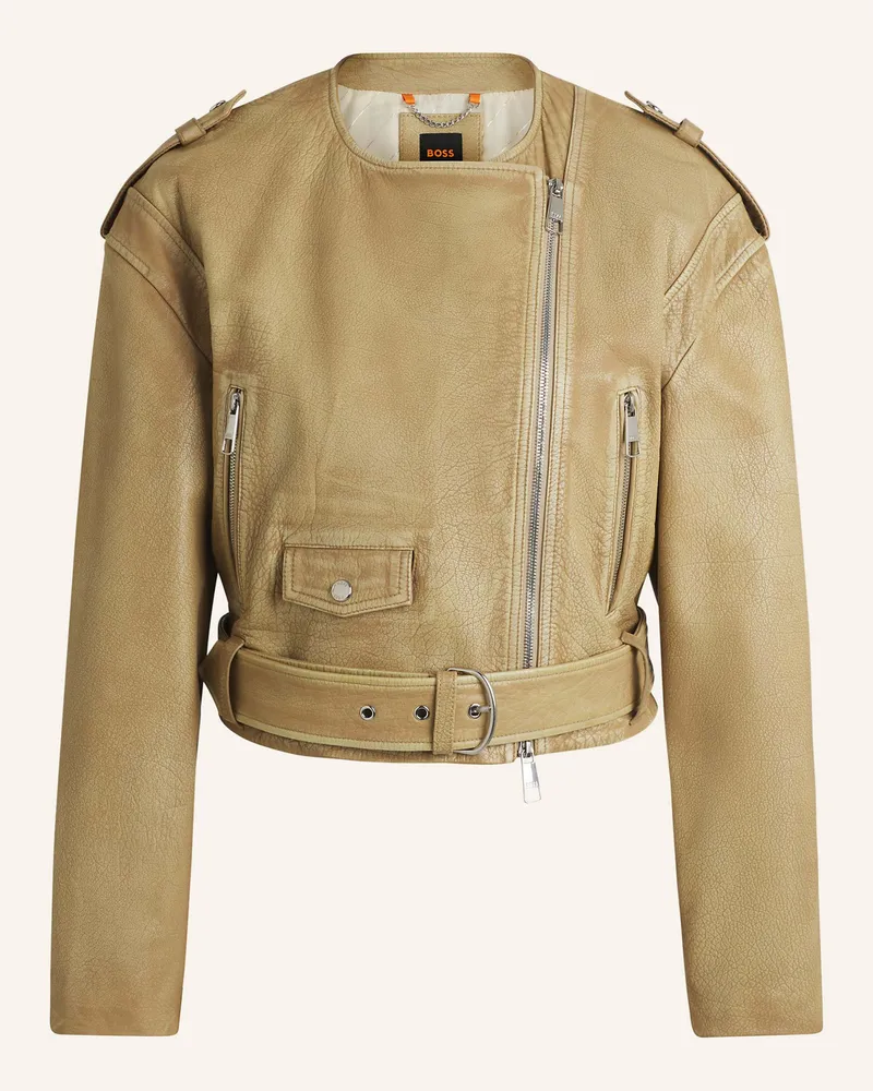 HUGO BOSS Lederjacke C_SADORA Regular Fit Braun