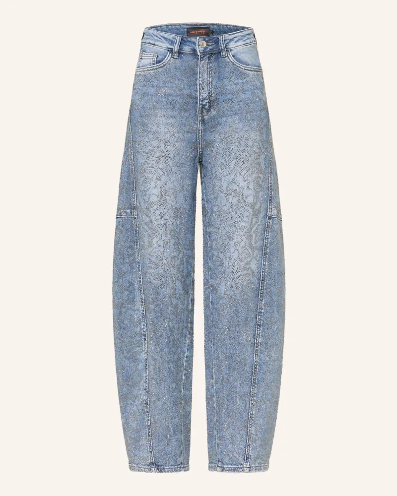 Miss Goodlife Barrel Jeans Mandal Mit Schmucksteinen blau 24