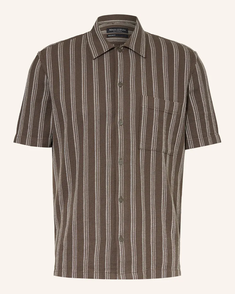 Marc O'Polo Kurzarm-Hemd Regular Fit Dunkelbraun