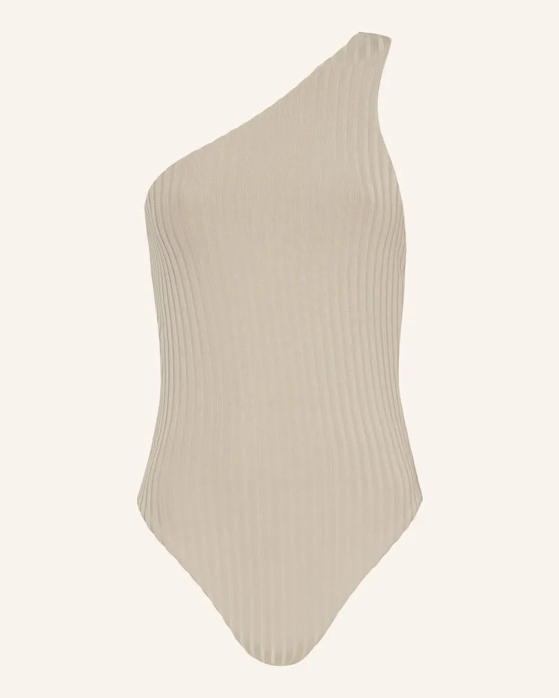 Calvin Klein One-Shoulder-Badeanzug ARCHIVE RIB Beige