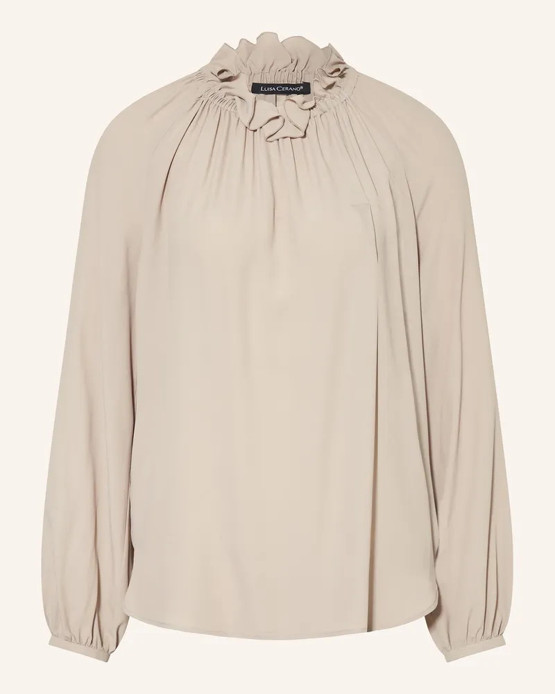 Luisa Cerano Blusenshirt mit Seide und Rüschen Hellgrau