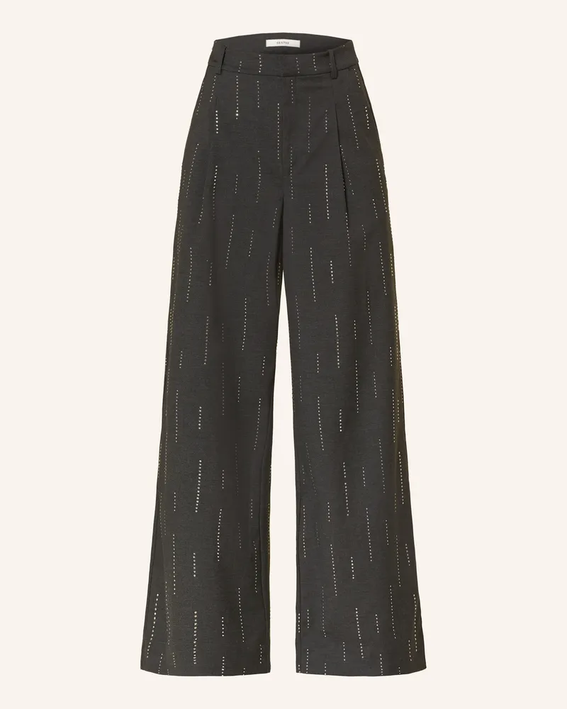 Gestuz Marlenehose Gzadira Mit Schmcksteinen grau Dunkelgrau