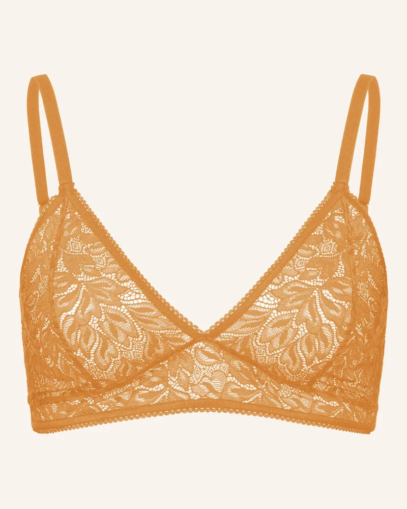 Ehrlich Textil Iconic Lace Bügelloser Triangel Bh Mittlerer Halt Aus Spitze - Verstellbare Träger orange Gelb