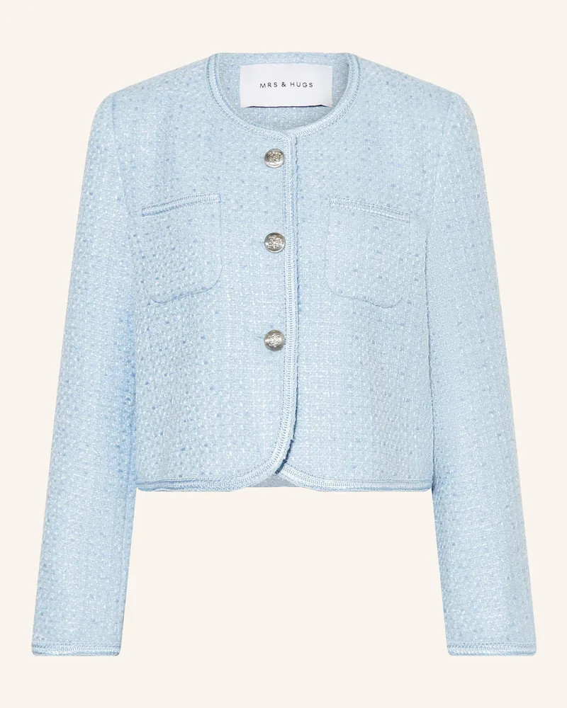Mrs & HUGS Kastenjacke aus Bouclé Hellblau
