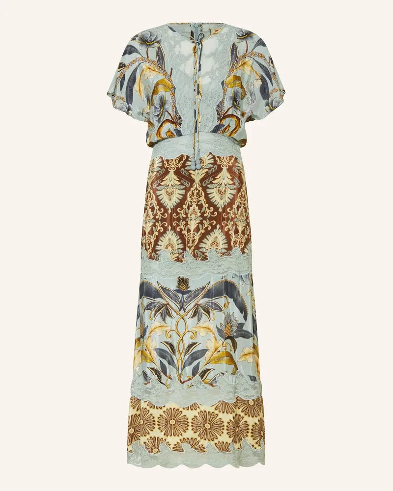 FARM Rio Kleid Snake Garden Mit Spitze braun Hellblau