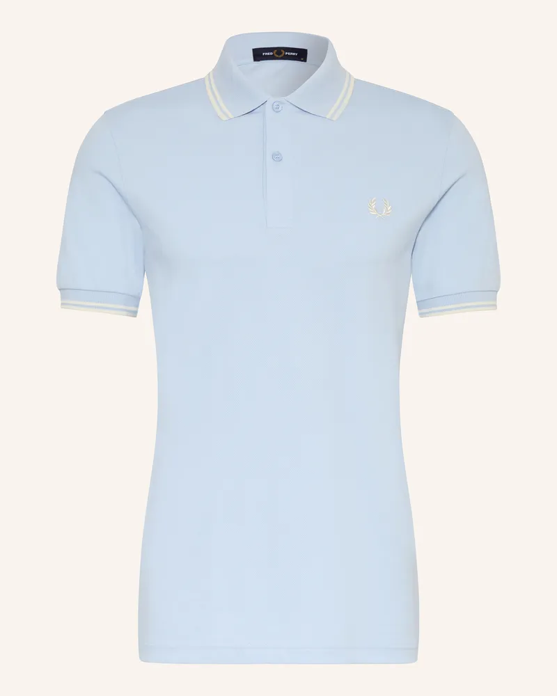 Fred Perry Piqué-Poloshirt blau Hellblau