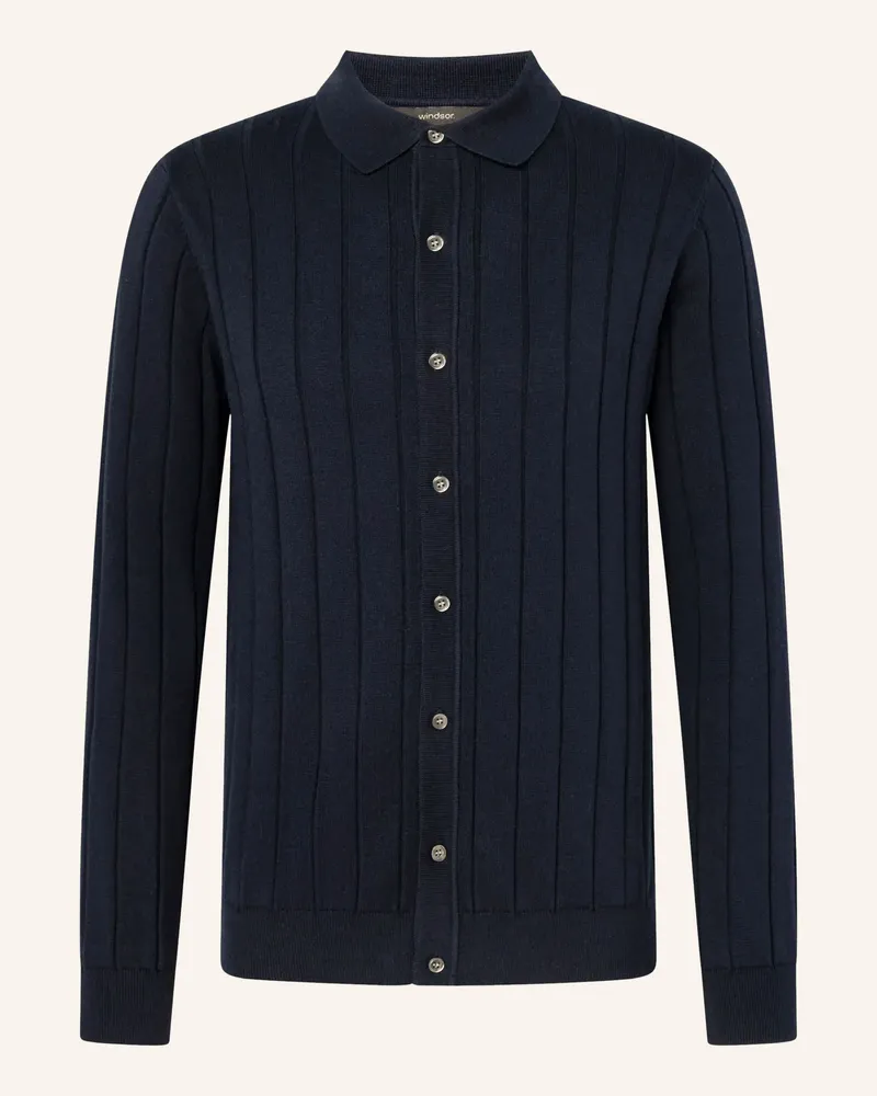 windsor. Strickhemd Cashmilo Slim Fit blau Dunkelblau