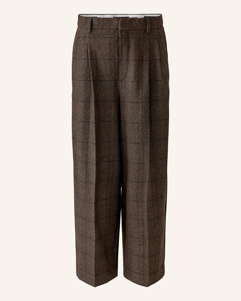 Oui  7/8-Hose Aus Flanell braun Dunkelbraun
