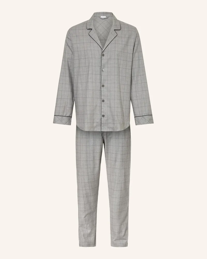 Zimmerli Schlafanzug COZY FLANNEL aus Flanell Grau
