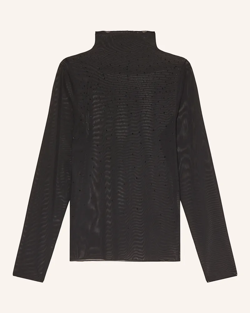 Marc Cain Longsleeve Aus Mesh Mit Schmucksteinen schwarz 900
