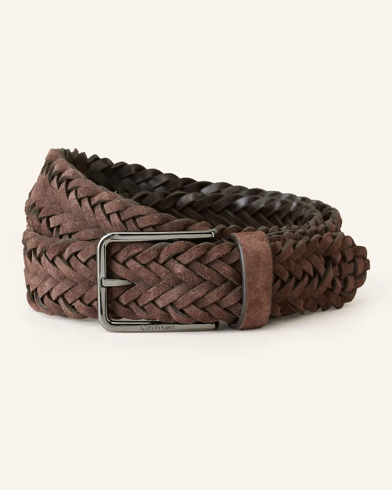 Calvin Klein Flechtgürtel aus Leder Dunkelbraun
