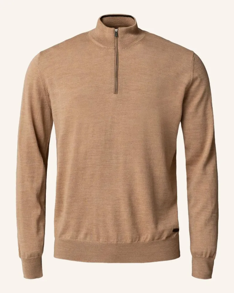 Eton Quarter-Zip-Strickpullover Gelb