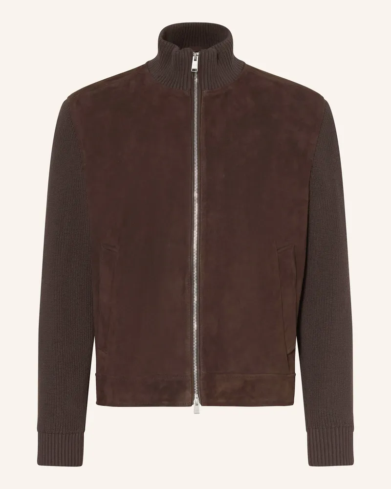 HUGO BOSS Lederjacke Maven braun Dunkelbraun