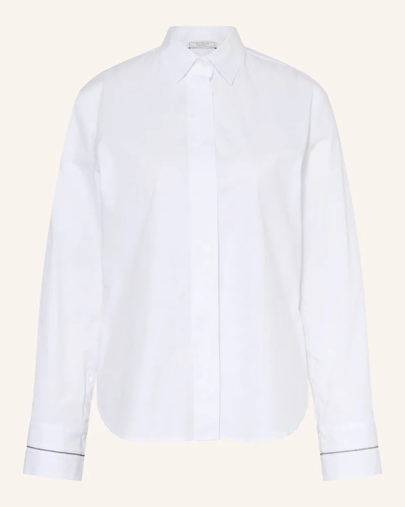 Peserico Hemdbluse mit Schmuckperlen Weiss