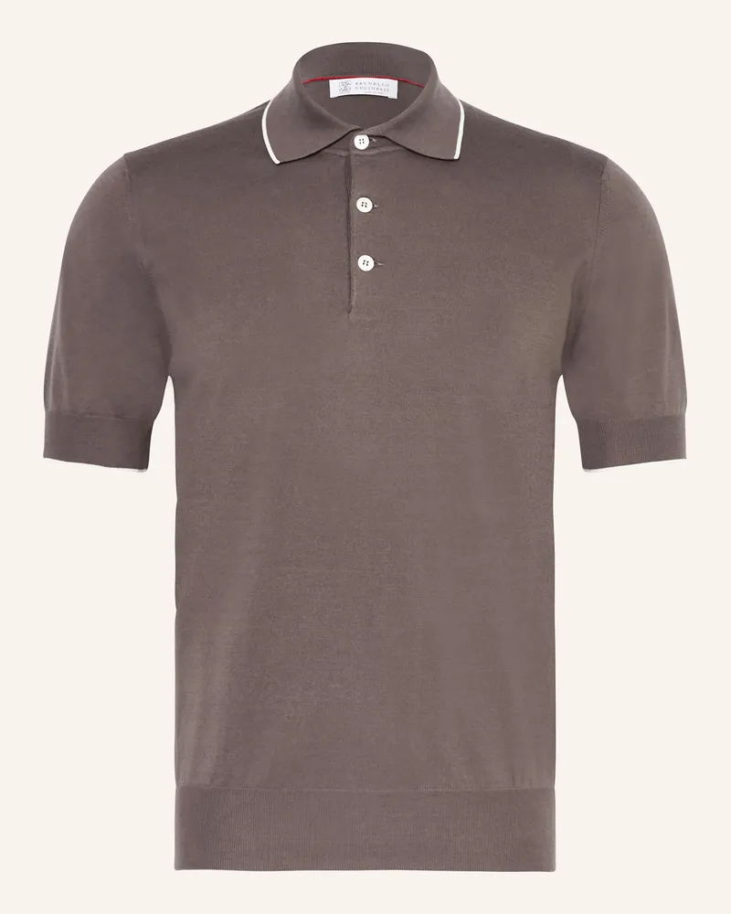 Brunello Cucinelli Strick-Poloshirt Braun