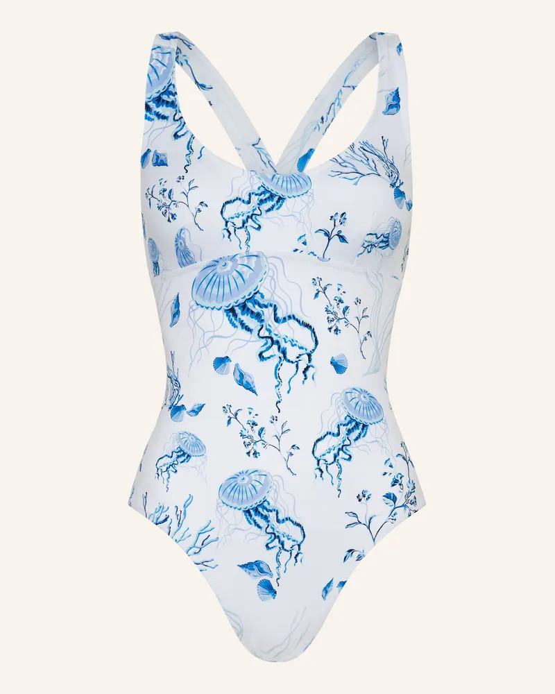 Vilebrequin Badeanzug Medusa And Shells weiss Weiss
