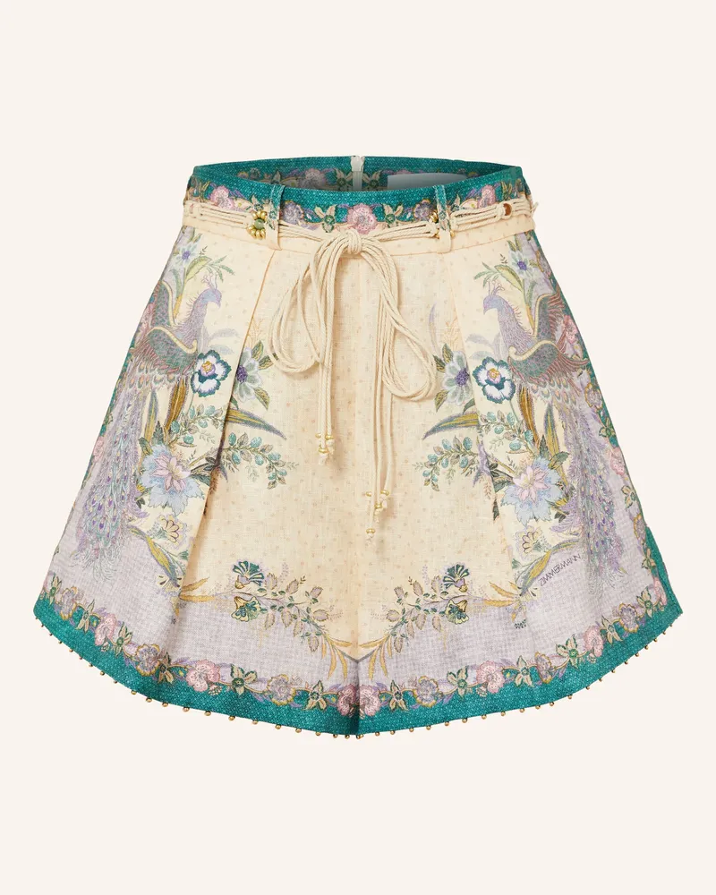 Zimmermann Leinenshorts Indra Mit Schmucksteinen weiss Creme