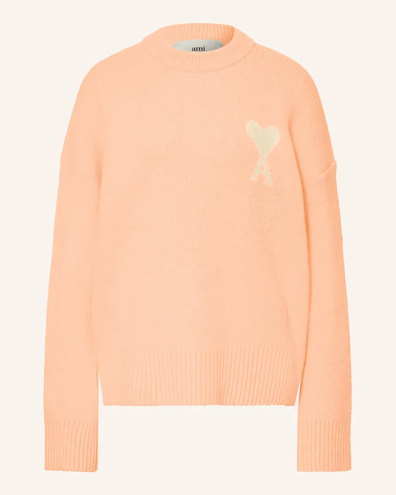 AMI Paris Pullover Mit Alpaka rosa Hellorange