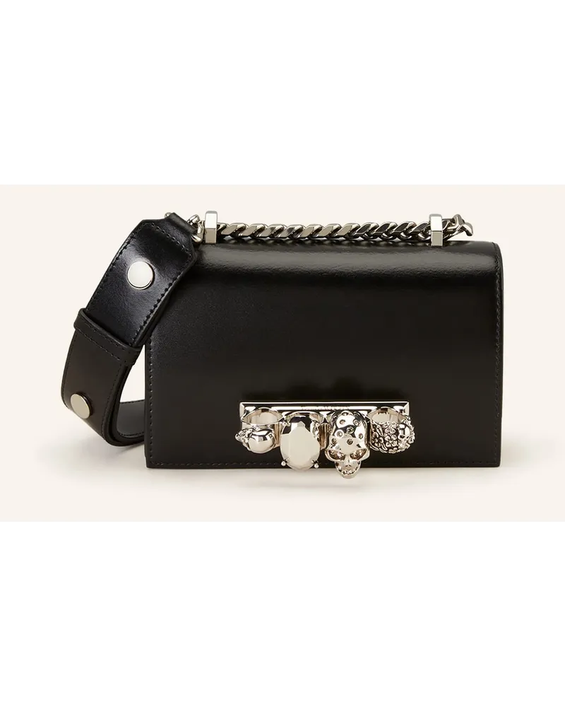 Alexander McQueen Umhängetasche BIKER MINI JEWELLED mit Swarovski Schwarz