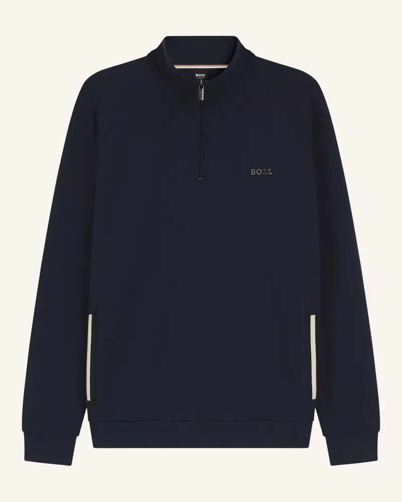 HUGO BOSS Lounge-Sweatjacke Sense 1/4 Zip Jacket Regular Fit blau Dunkelblau