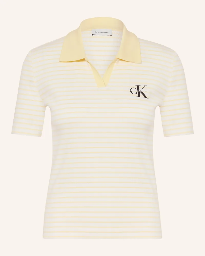 Calvin Klein Jersey-Poloshirt gelb Creme