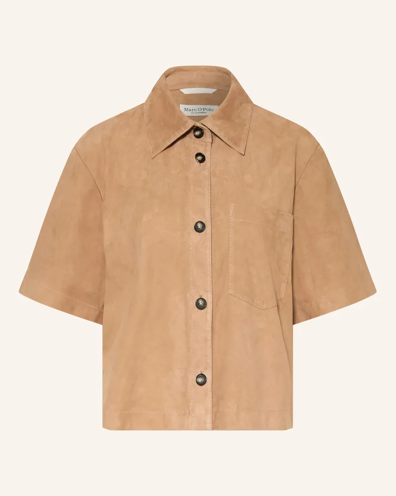 Marc O'Polo Lederbluse beige Hellbraun