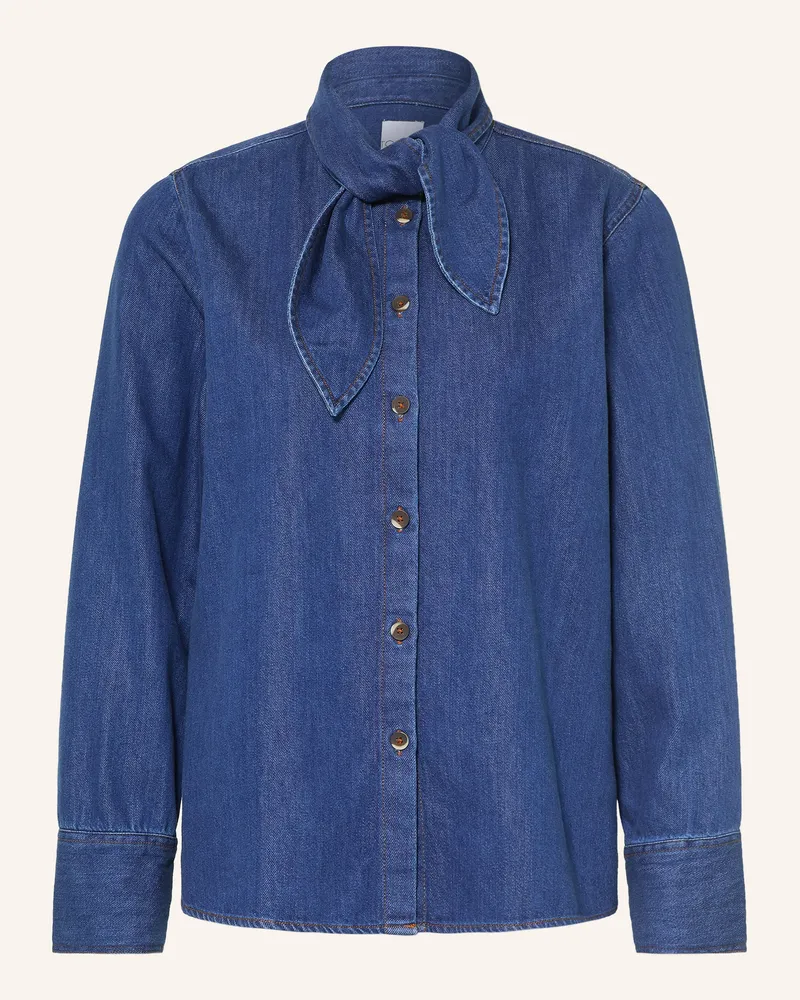 tonno e panna Schluppenbluse In Jeansoptik blau Blau