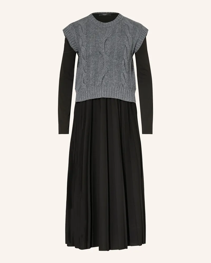 Max Mara Set EBRO: Plisseekleid und Pullunder Schwarz