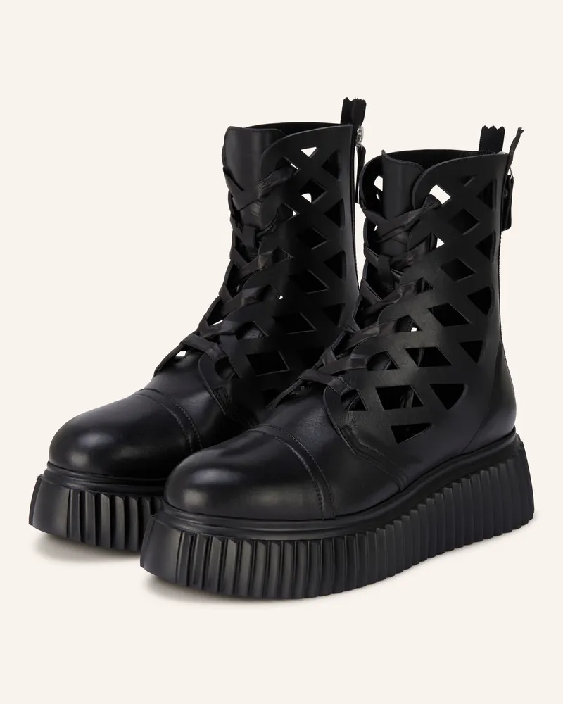 Attilio Giusti Leombruni Schnürboots Viggy Mit Cut-Outs schwarz Schwarz