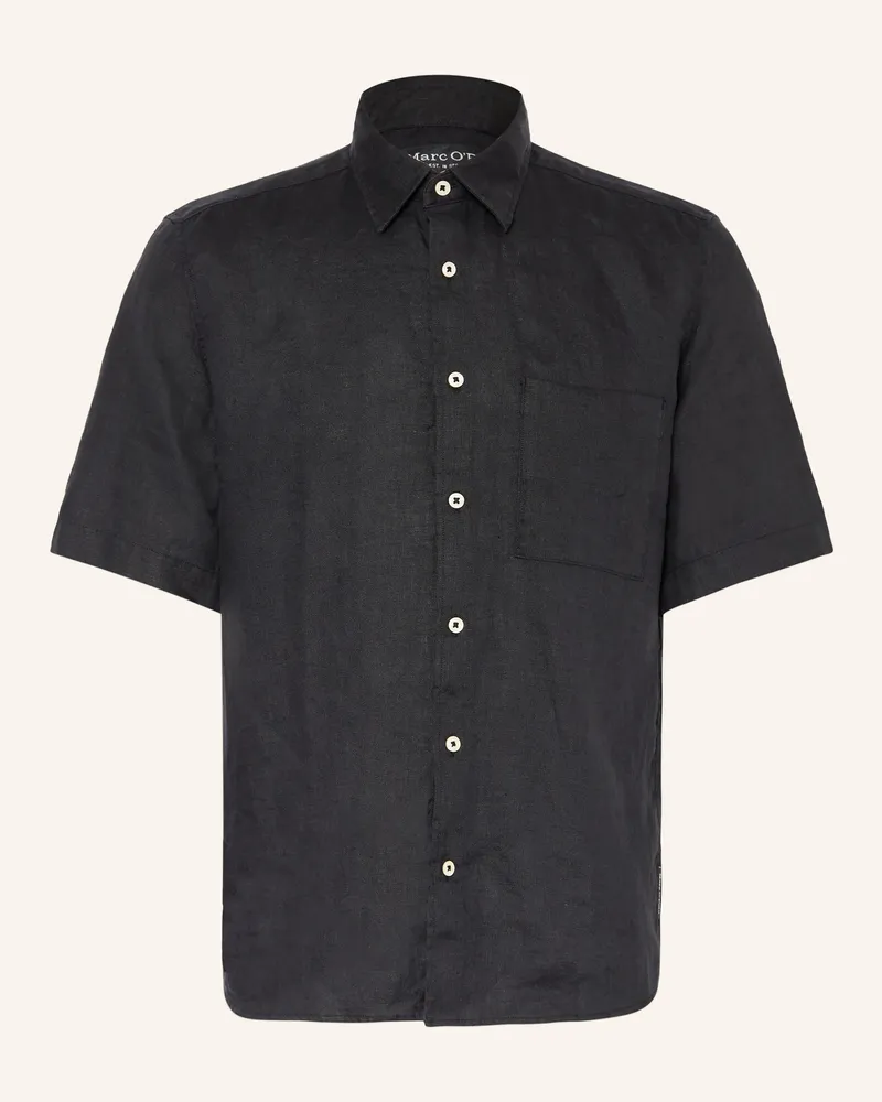 Marc O'Polo Kurzarm-Hemd Regular Fit Aus Leinen schwarz Schwarz