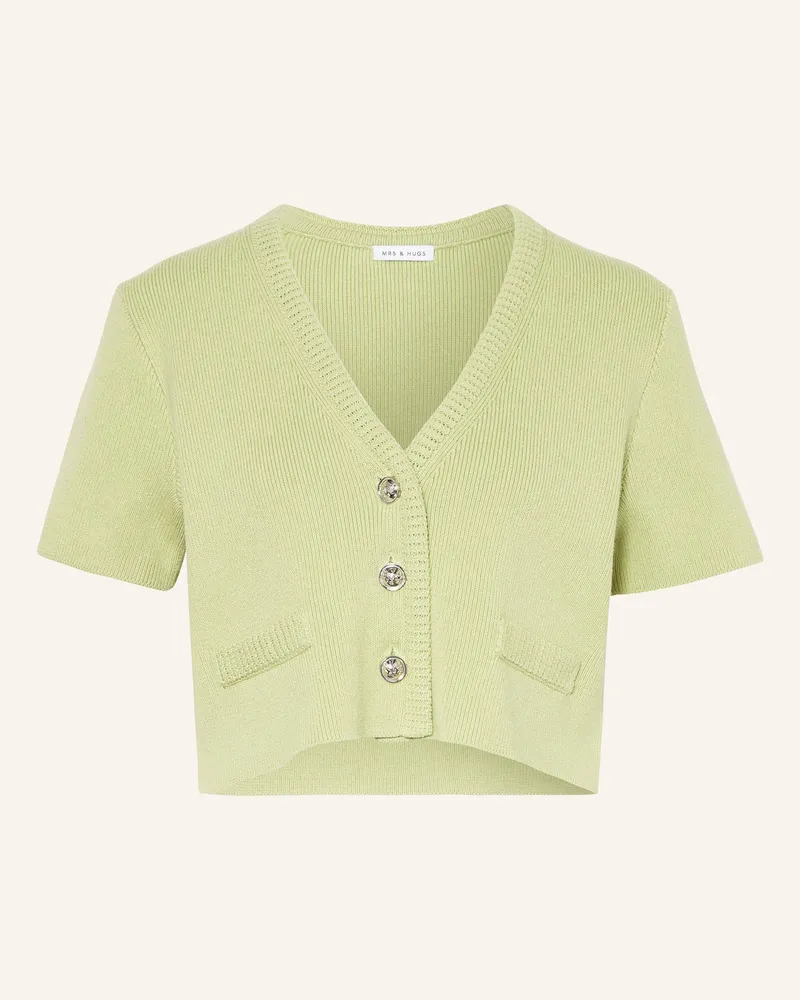 Mrs & HUGS Cropped-Strickjacke Hellgrün