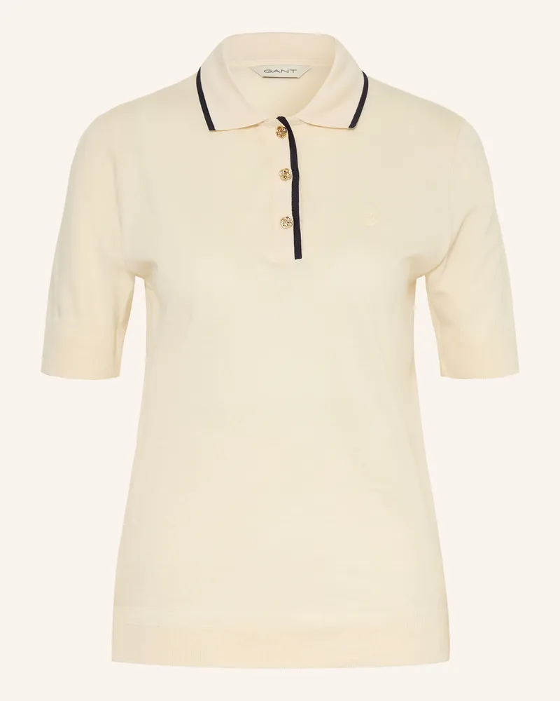 Gant Strick-Poloshirt weiss Creme