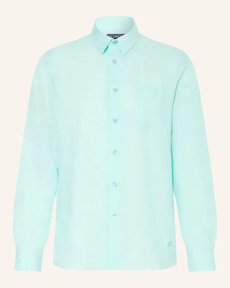 Vilebrequin Leinenhemd Caroubis Comfort Fit blau Türkis