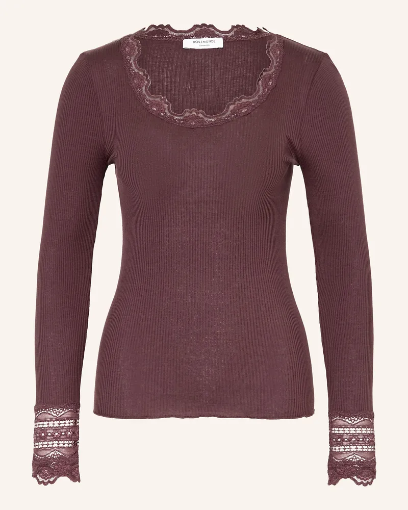 Rosemunde Longsleeve BENITA aus Seide mit Spitze Dunkelrot