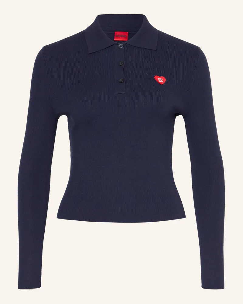 HUGO BOSS Strick-Poloshirt Sareplinny blau Dunkelblau