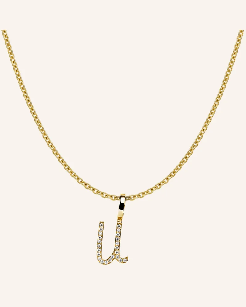 CADA Kette Tiny Diamond Letter U gold Gold