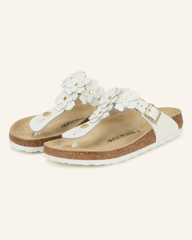 Birkenstock Zehentrenner Gizeh Flower Mit Nieten weiss Weiss