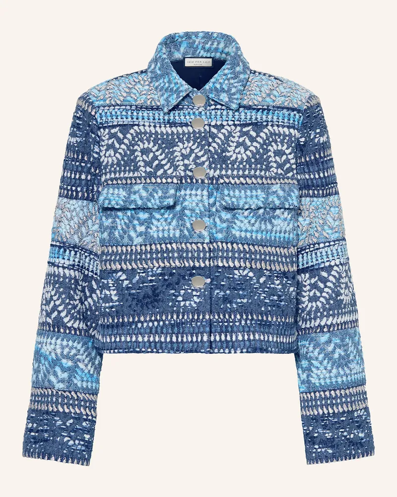 SEM PER LEI Kastenjacke aus Tweed mit Glitzergarn Blau