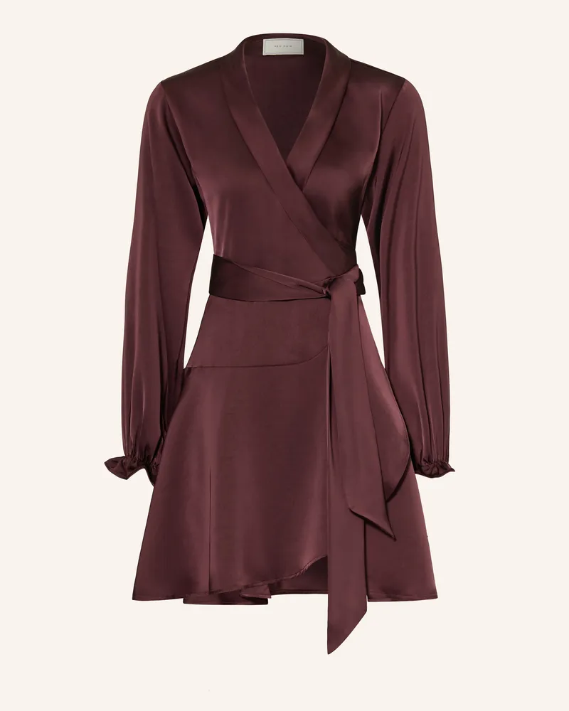Neo Noir Wickelkleid Colbie Aus Satin rot Dunkellila