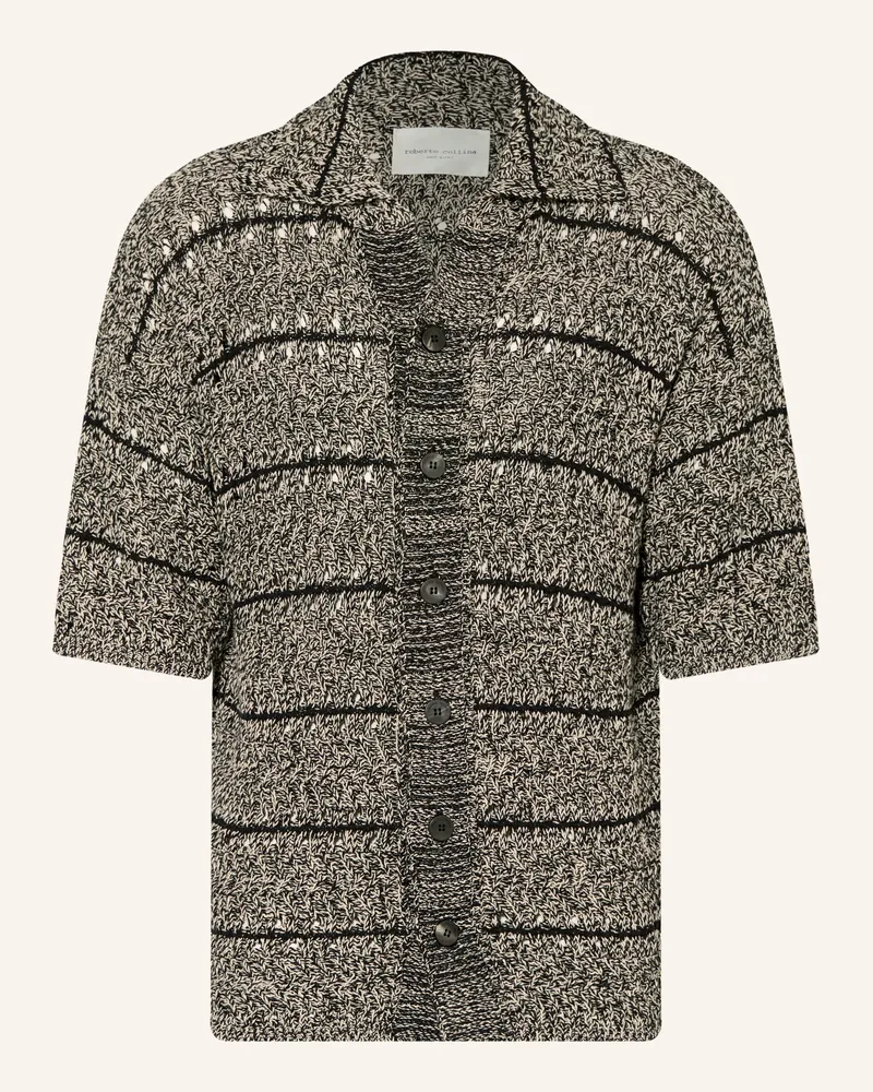 Roberto Collina Strickhemd Comfort Fit schwarz Schwarz