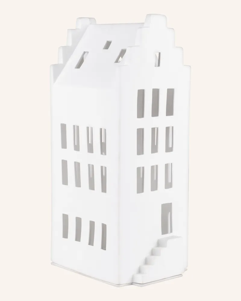 räder Dekofigur LICHTHAUS GIEBELDACH LARGE mit Teelichthalter Weiss