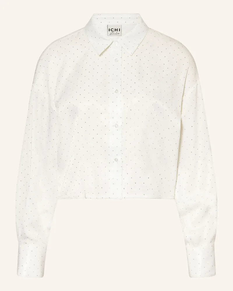 ICHI Hemdbluse IHLISANNE mit Schmucksteinen Weiss