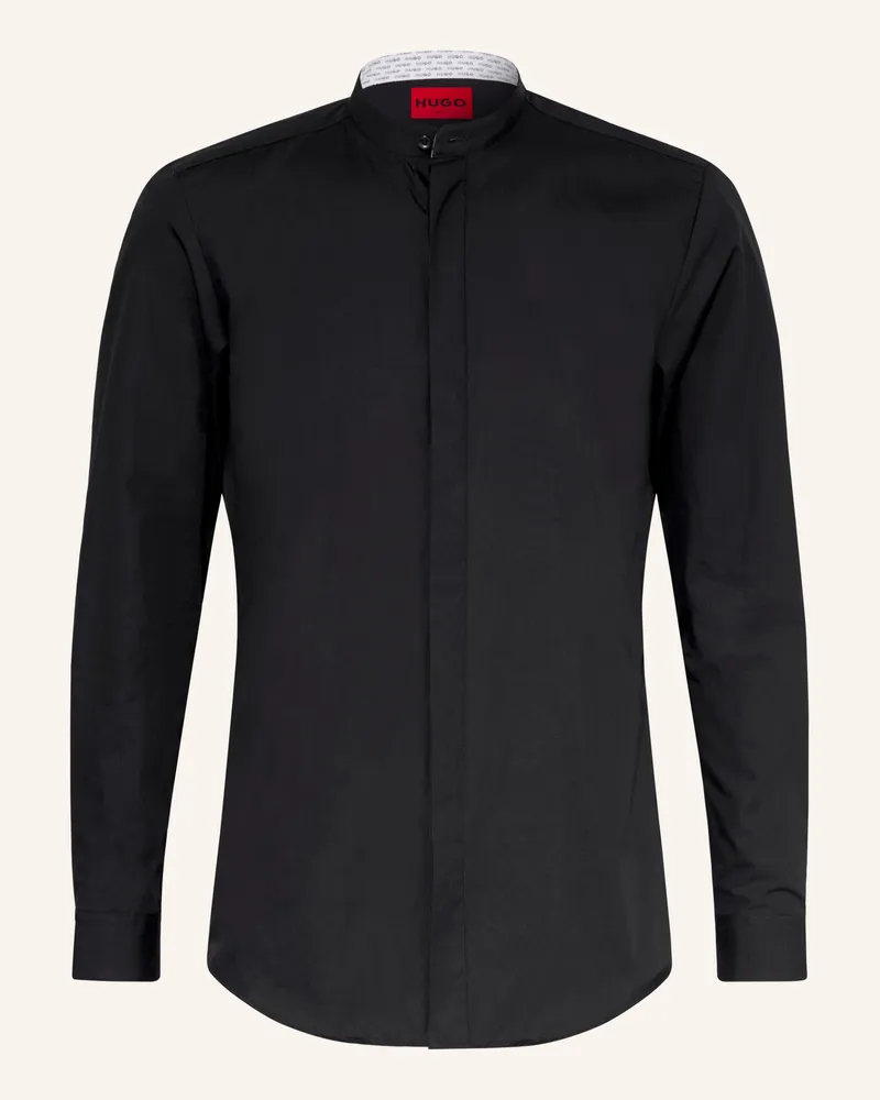 HUGO BOSS Hemd KALEB Slim Fit mit Stehkragen Schwarz