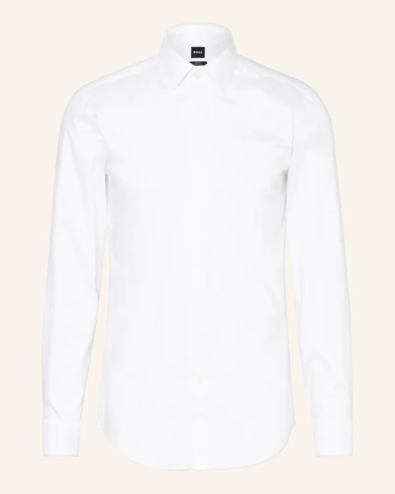 HUGO BOSS Hemd HANK Slim Fit mit Umschlagmanschette Weiss