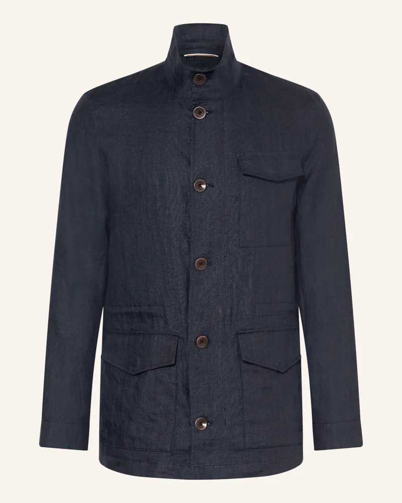 Bugatti Fieldjacket Aus Leinen blau Dunkelblau